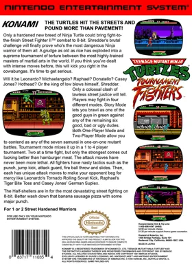 Teenage Mutant Ninja Turtles - Tournament Fighters (USA) (The Cowabunga Collection) (Aftermarket) box cover back